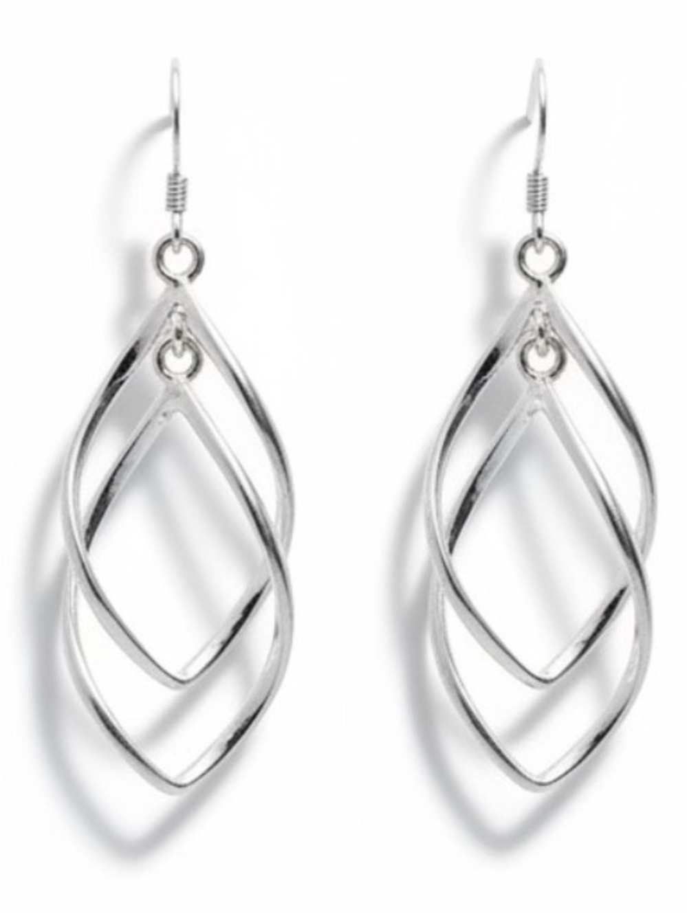 Silver Twisted Teardrop Dangle Earrings Openwork Statement Drop